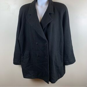 Lane Bryant Wool Black Womens Hipster Midi Double Breasted Peacoat Size 18/20